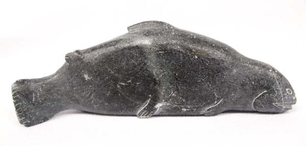 Northwest Coast Carved Soapstone Seal: Native American Northwest Coast Carved Soapstone Seal, measures 2''H x 5.5''L