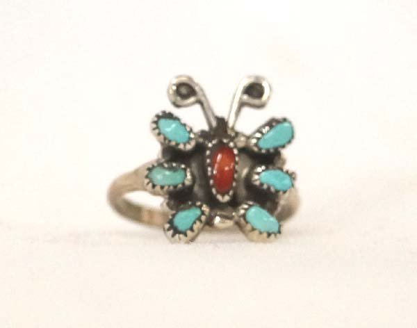 Native American Zuni Silver Turquoise Ring, 6.75 (1 of 3)
