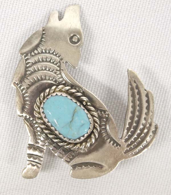 Native American Navajo Sterling Turquoise Pin (1 of 2)
