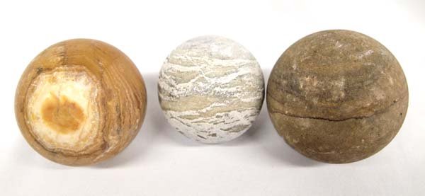 3 Large Native American Pueblo Gaming Balls: 3 Large Native American Pueblo Gaming Balls, they range in measurement from 2'' to 3''D