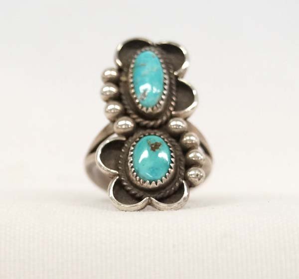 Navajo Sterling Silver Turquoise Ring, Size 8.5 (1 of 3)