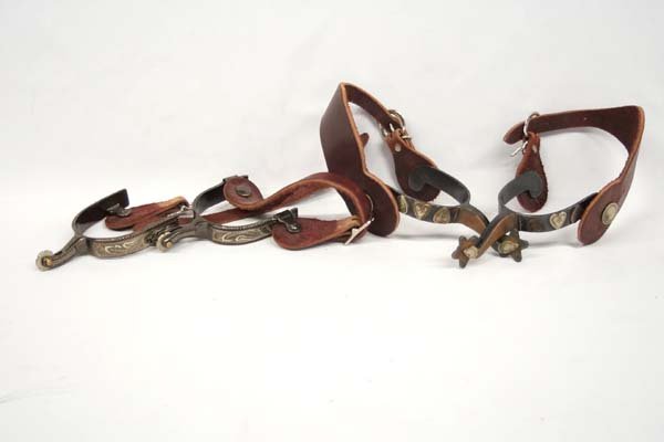 2 Pairs of Western Spurs with Leathers (1 of 5)
