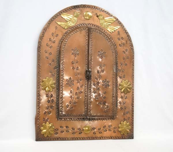 Mexican Pierced Copper & Brass Wall Mirror (1 of 4)