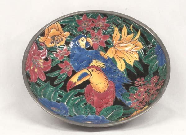Neiman Marcus Hand Painted Pewter & Porcelain Bowl (1 of 3)