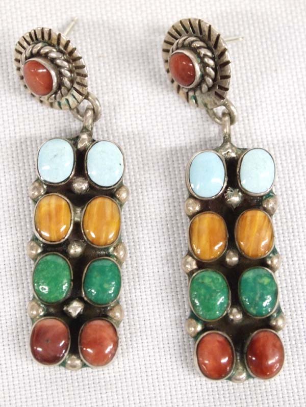 Navajo Sterling Multi Stone Earrings by T. Etsitty (1 of 2)
