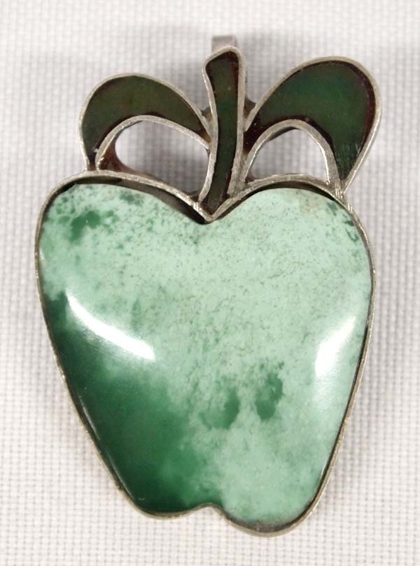 Navajo Sterling Silver Varisite Apple Pin Pendant (1 of 3)