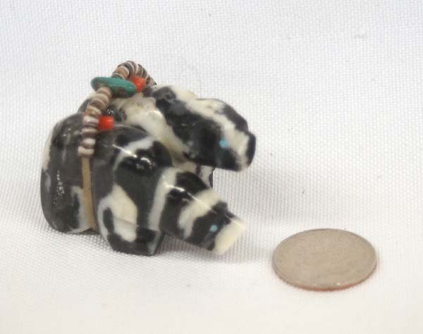 Zuni Zebra Stone Double Bear Fetish by Lementino (1 of 3)