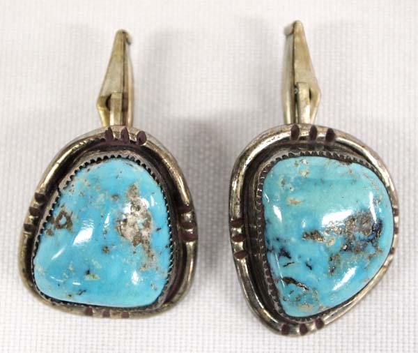 Navajo Old Pawn Sterling Turquoise Cuff Links (1 of 2)