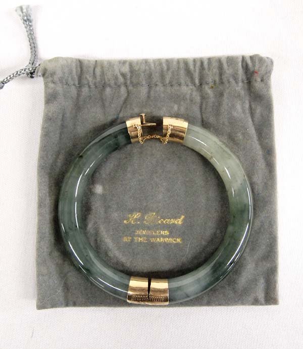 14K Gold and Jade Bangle Bracelet (1 of 5)