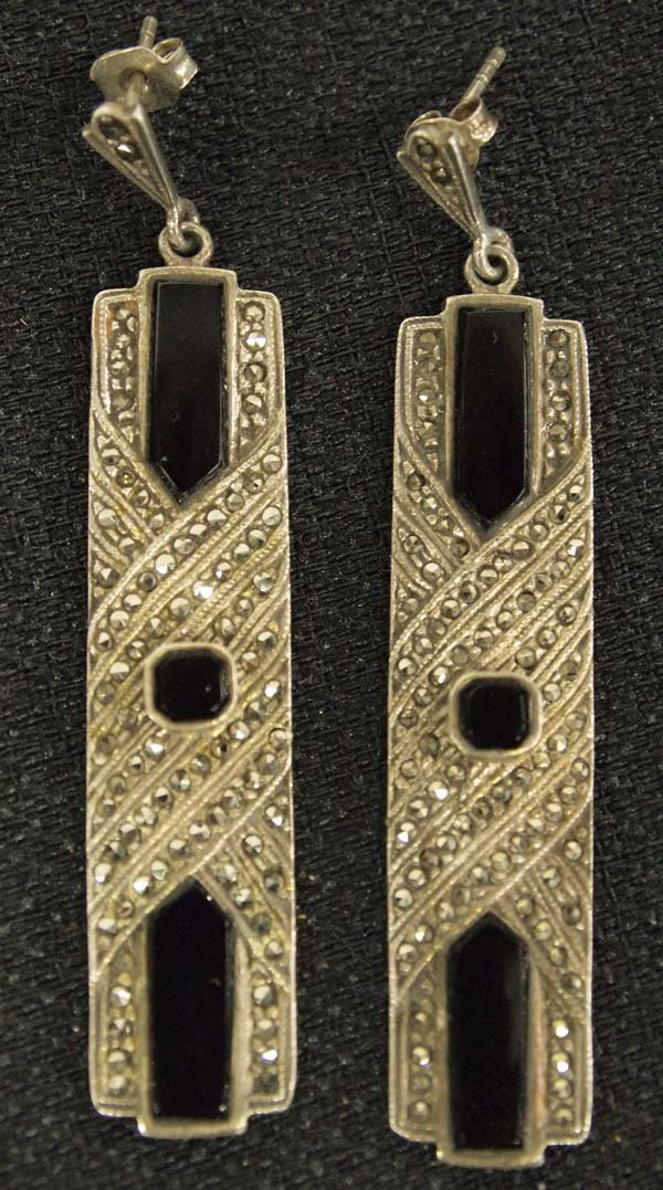 Elegant Sterling Silver & Marcasite Earrings (1 of 2)