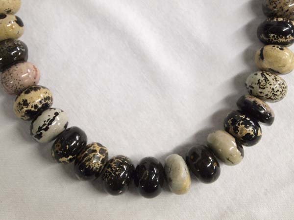 Leopard Jasper Rondelle Bead Choker: Leopard Jasper Rondelle Bead Choker, measures 16'' end to end x .5''