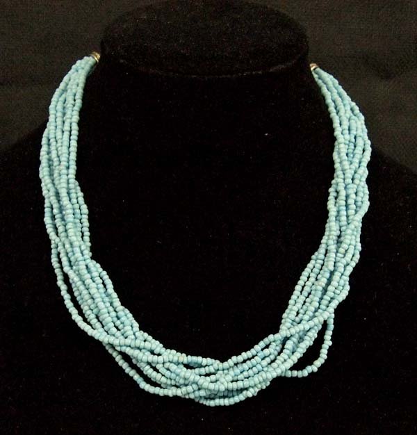 Asian Turquoise Colored Beaded Choker: Asian Turquoise Colored Beaded Choker, measures 14'' end to end