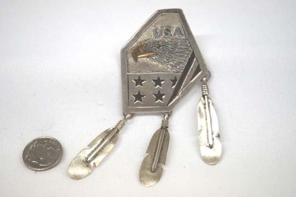 Native American Navajo Sterling Silver Eagle Pin (1 of 2)