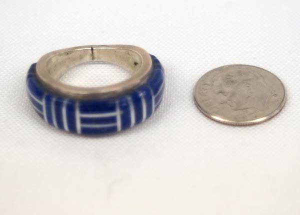 Ntive American Zuni SS Lapis Channel Inlay Ring (1 of 2)