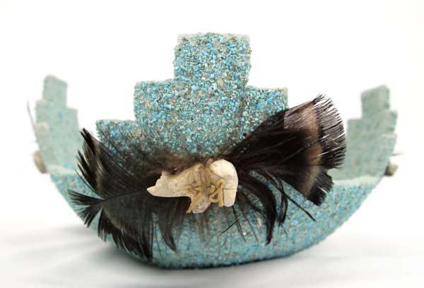 Zuni Turquoise Encrusted Fetish Kiva Bowl (1 of 5)