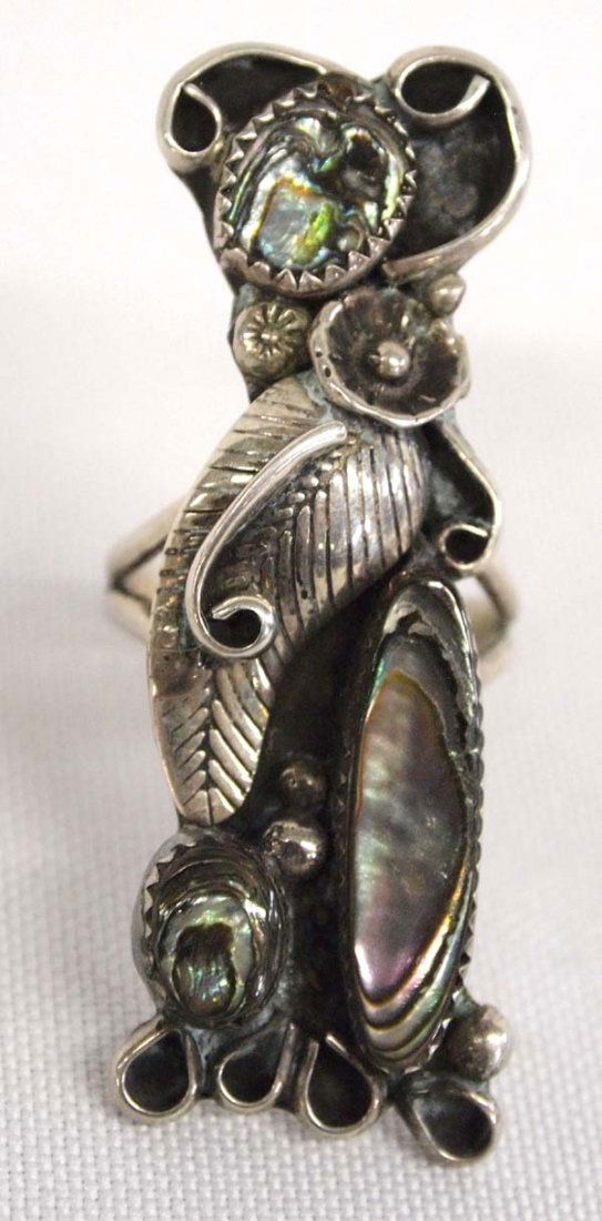 1950 Native American Navajo Silver Abalone Ring (1 of 3)