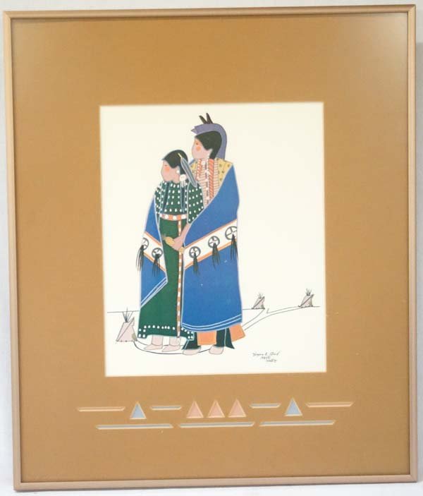 1984 Cherokee Creek Virginia A. Stroud Print: 1984 Native American Cherokee Creek Virginia A. Stroud Print, measures 8'' x 9.5'', beautifully framed and matted, FYI: ''Of Cherokee and Creek descent, Virginia Alice Stroud was born March 13, 1951 i