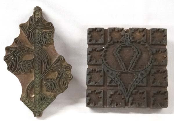 Pair Antique European Carved Wood Textile Blocks (1 of 4)