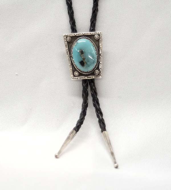 Navajo Sterling Silver and Turquoise Bolo Tie (1 of 2)