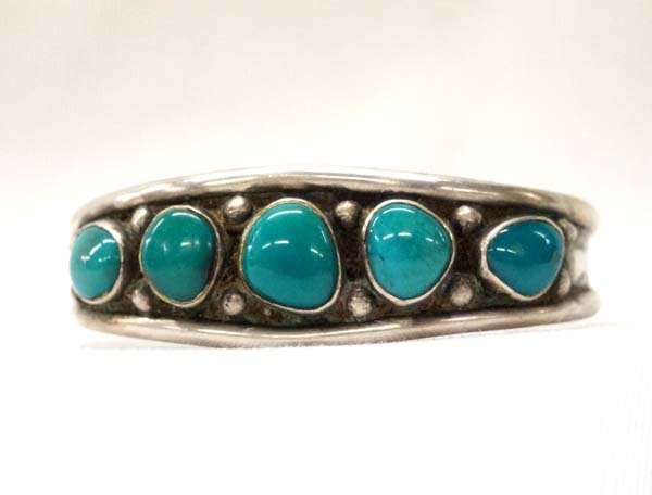 1960 Navajo Sterling Turquoise Cuff Bracelet (1 of 3)