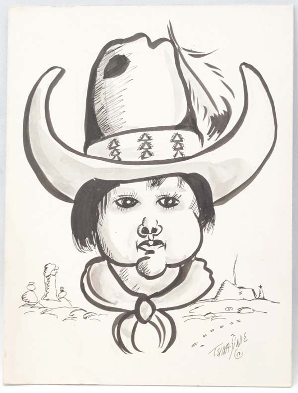 Original Tsinnajinnie 1916-2000 Pen and Ink Drawing (1 of 3)