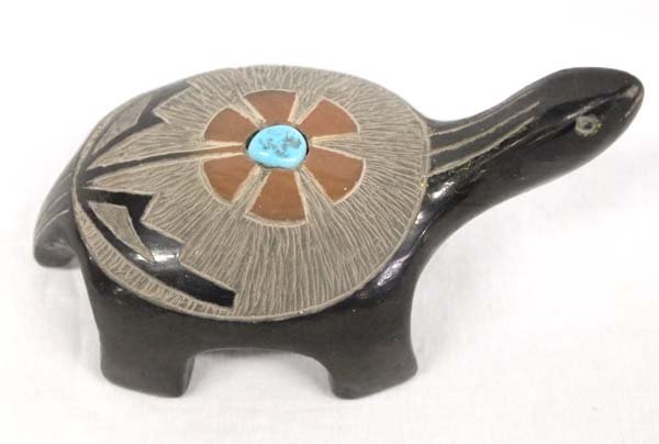 Native American Santa Clara Carved Pottery Turtle (1 of 4)