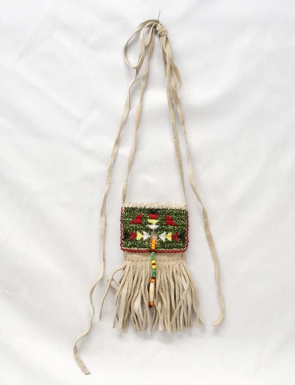 Native American Plains Indian Beaded Fringed Bag (1 of 4)