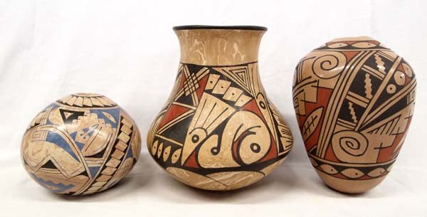 3 Mexican Mata Ortiz Polychrome Jars, All Signed (1 of 6)