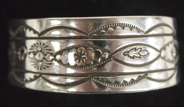 Navajo Sterling Silver Hand Stamped Cuff Bracelet (1 of 3)