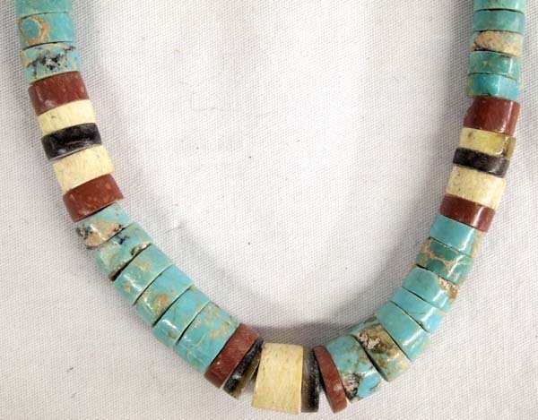 Navajo Graduated Rolled Turquoise Heishi Choker (1 of 3)