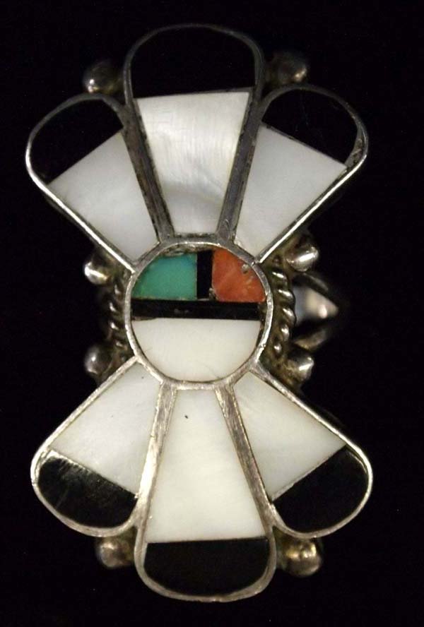 1950 Native American Zuni Sunface Ring, Size 7 (1 of 3)
