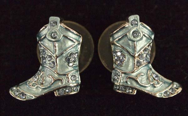 Sterling Silver Cowgirl Boot Earrings: Sterling Silver Cowgirl Boot Earrings, measure .75'' x .5''