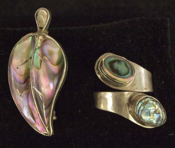 Mexican Sterling Silver Adjustable Ring and Pin (1 of 4)