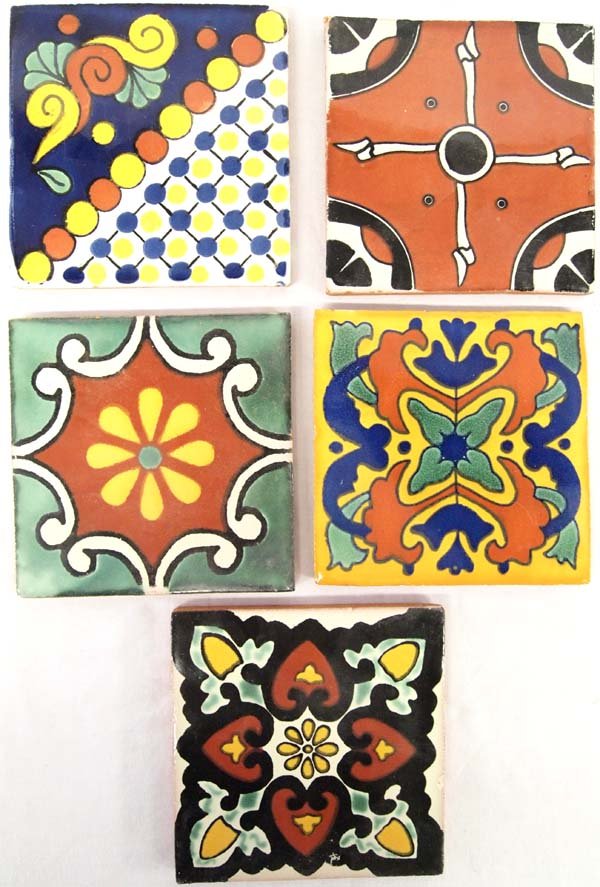 5 Mexican Ceramic Hand Made Tiles (1 of 4)