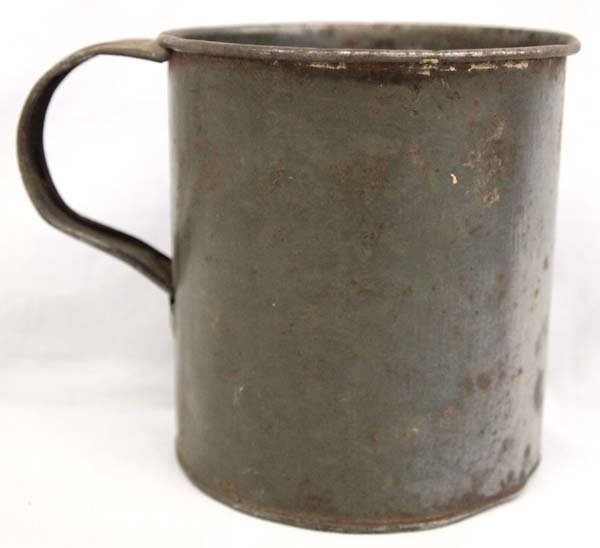 1900 Tin Army Coffee Cup: 1900 Tin Army Coffee Cup, measures 5'' x 5''