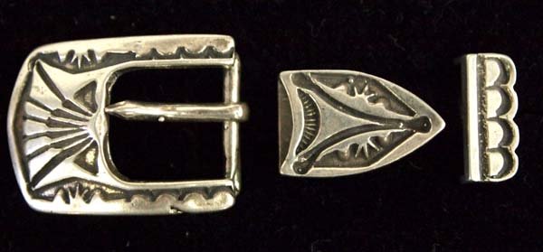 Native American Navajo Silver Ranger Buckle: Native American Navajo Sterling Silver Ranger Buckle for Hatband by Navajo silversmith Phillip Guerro from Canyoncito, New Mexico., measures 1'' x .75'', hallmarked PTC and stamped sterling, hand stam