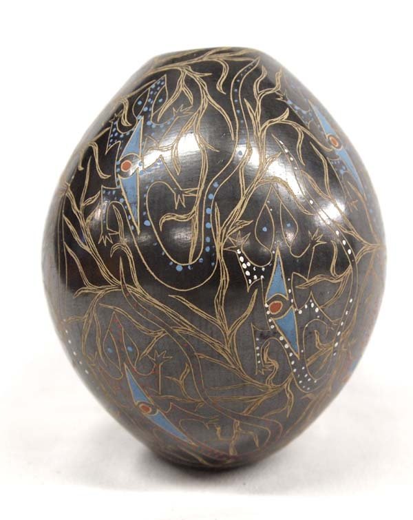 Mexican Mata Ortiz Polychrome Seed Jar by E. Cota (1 of 4)