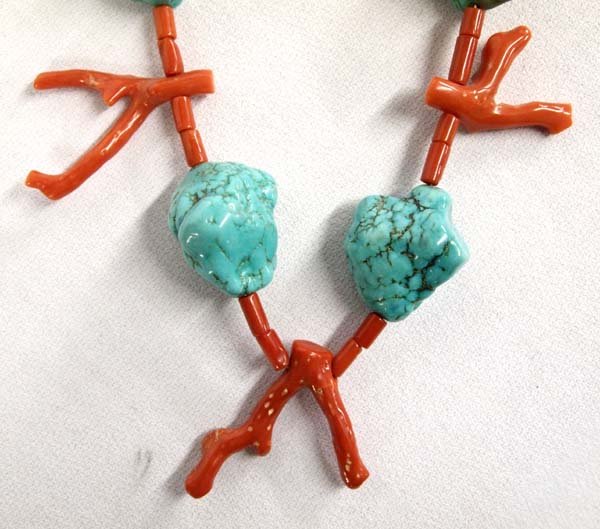 Heavy Navajo Red Coral and Howlite Necklace (1 of 4)