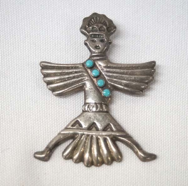 Vintage Navajo Sandcast Eagle Dancer Pin (1 of 2)