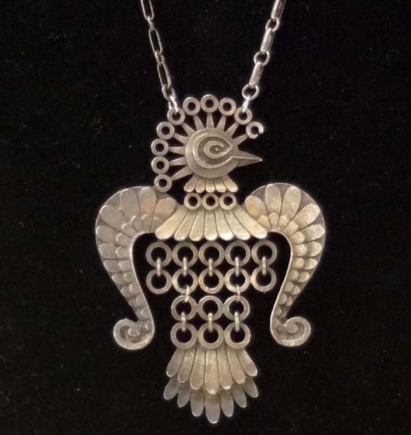 Rare Vintage Coro Pewter Bird Pendant Necklace (1 of 3)