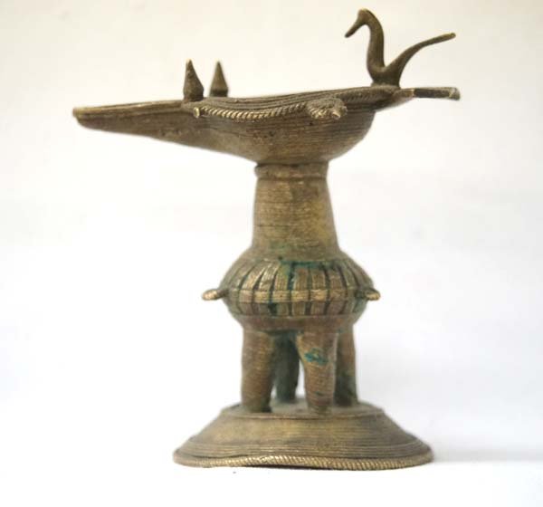 Asian Metal Incense Burner: Asian Metal Incense Burner, measures 4'' x 2.5''W x 3.5''L