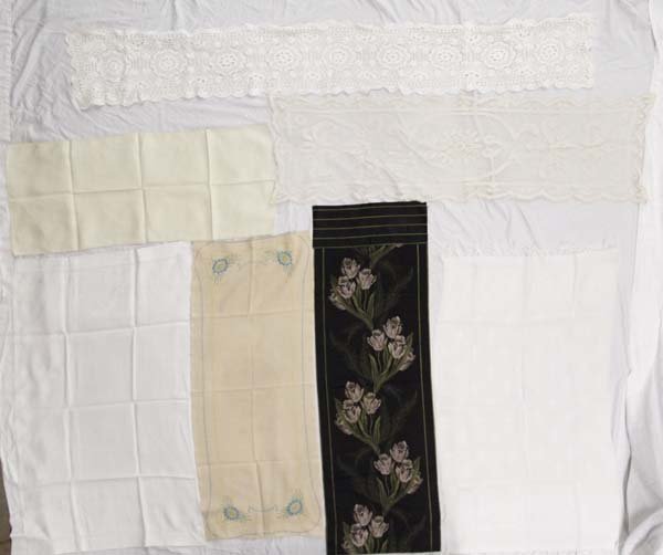 Vintage Table Runners, Some Silk and Linen: Vintage Table Runners, Some Silk and Linen, various sizes