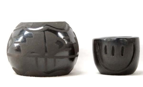 2 Native American Santa Clara Pottery Jars, Signed (1 of 3)