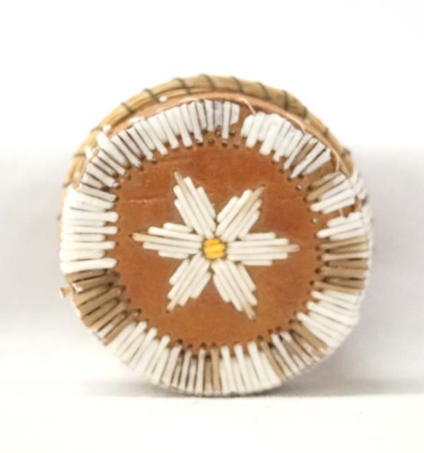 Native American Chippewa Quilled Lidded Basket (1 of 4)