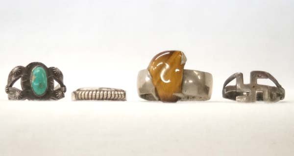 4 Sterling Silver Rings, 2 are Native American (1 of 4)