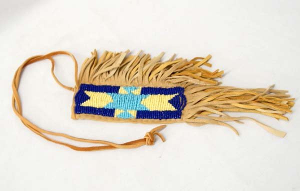 Native American Cheyenne Beaded Leather Neck Pouch (1 of 2)