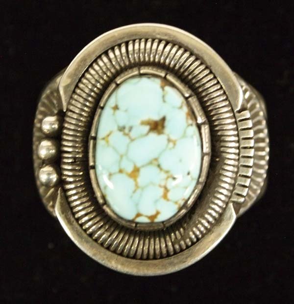 Navajo Sterling Spiderweb Turquoise Ring, Sz 12.25 (1 of 3)