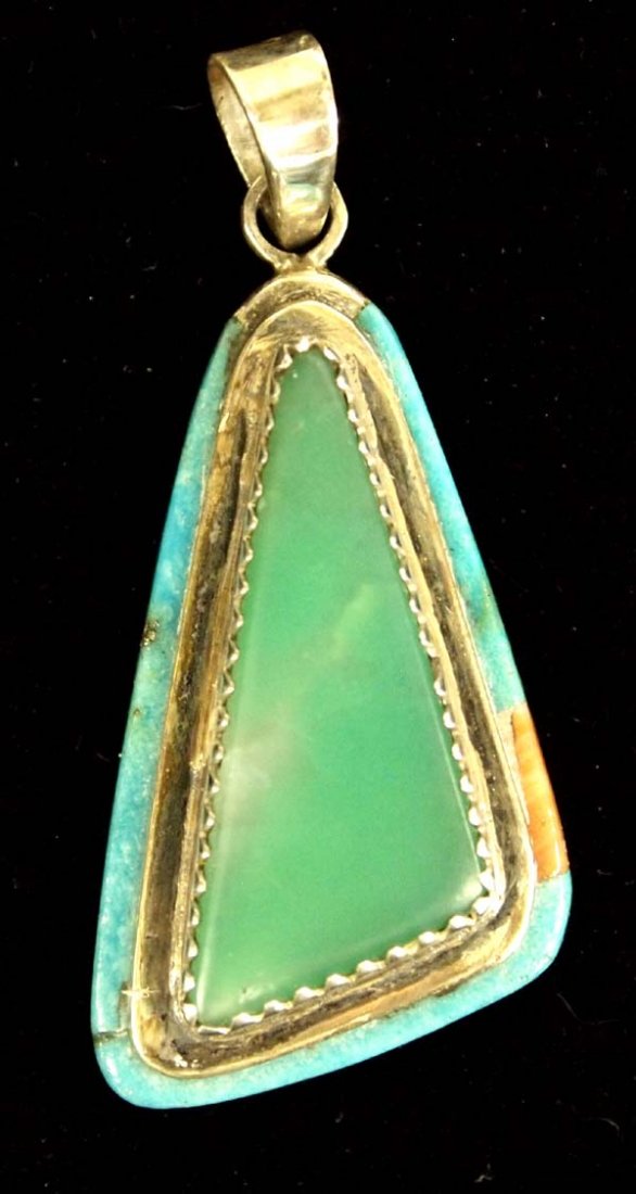 Pit Indian Sterling Silver and Stone Inlay Pendant (1 of 3)