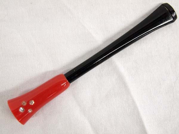 Vintage Red Bakelite Rhinestone Cigarette Holder (1 of 3)