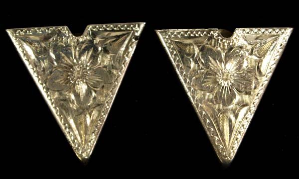 Hand Engraved Sterling Silver Collar Tips (1 of 3)